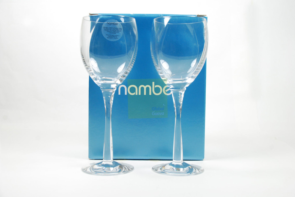 NAMBÉ Crystal Set of 2 Twist Wine Glasses 9" 12 oz. Nambe Pair Stemware 5892