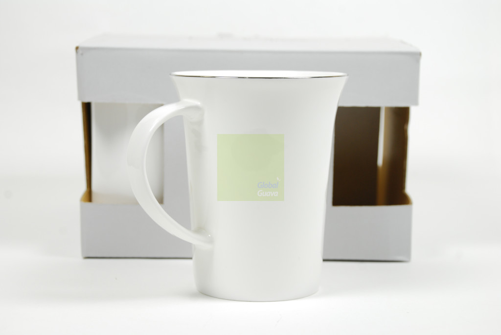 Set of 4 NICOLE MILLER HOME Platinum Rim Bone China White Mugs - 12.85 Fl Oz Mug