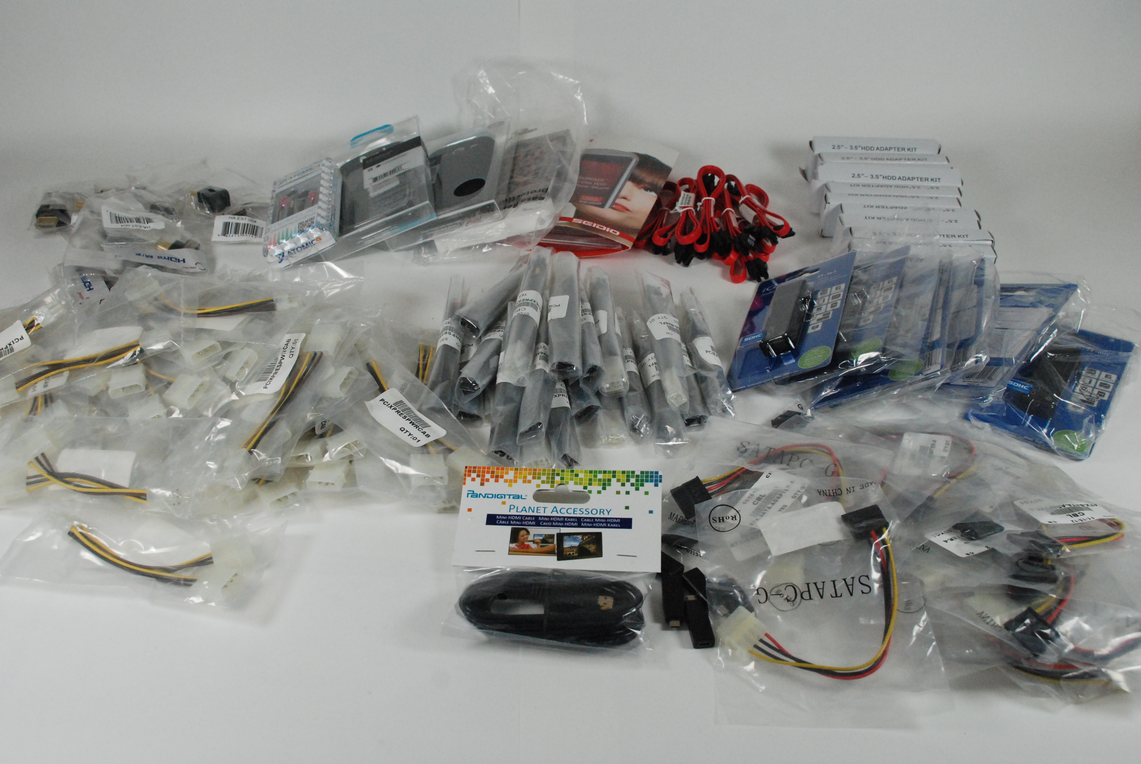 Don't miss out on this Wholesale Clearance Lot of Electronics Computer Components Headphones, Mobile accesories, HDMI, ATX Cables, Angle Adapters, SATA Cables